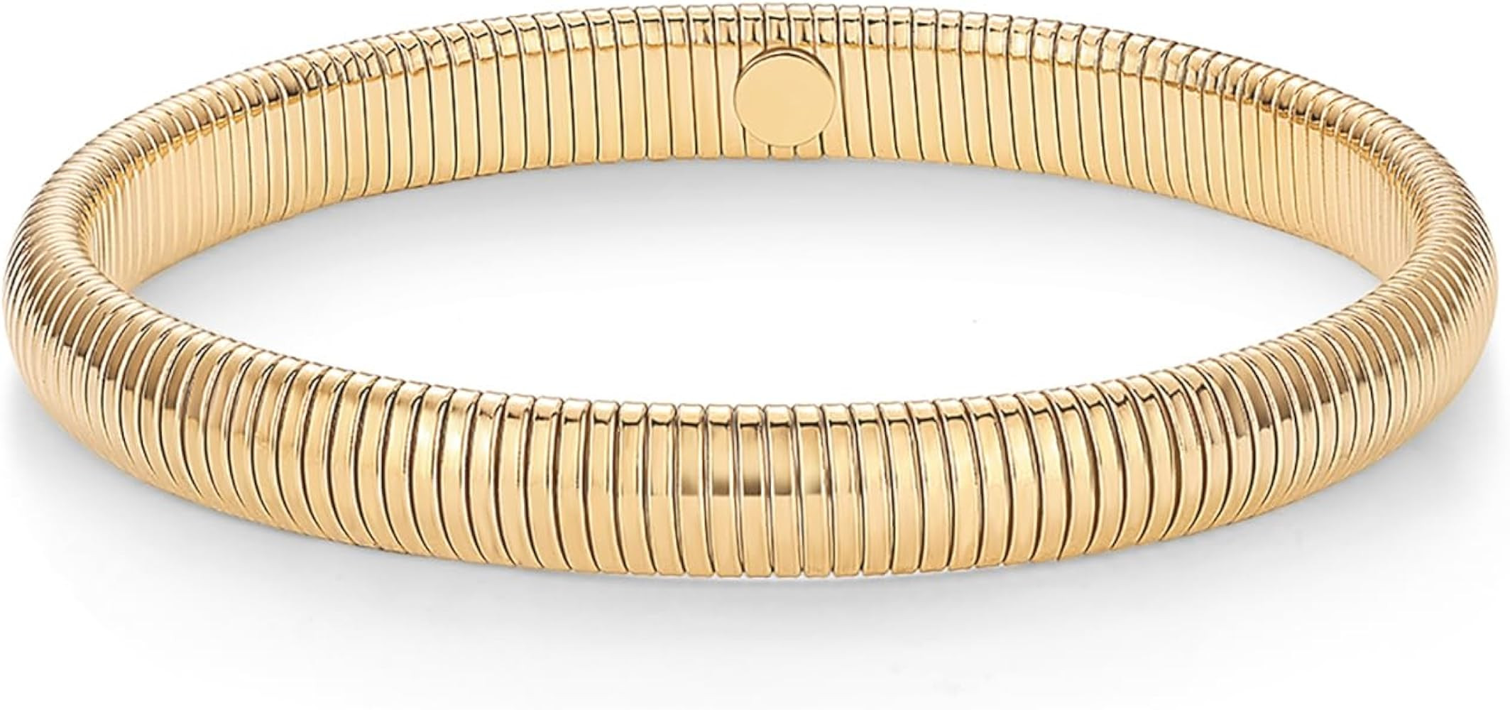 PAVOI Stainless Steel 14K Gold Plated Waterproof Flexible Stretch Chunky Bangle for Women | Cobra... | Amazon (US)
