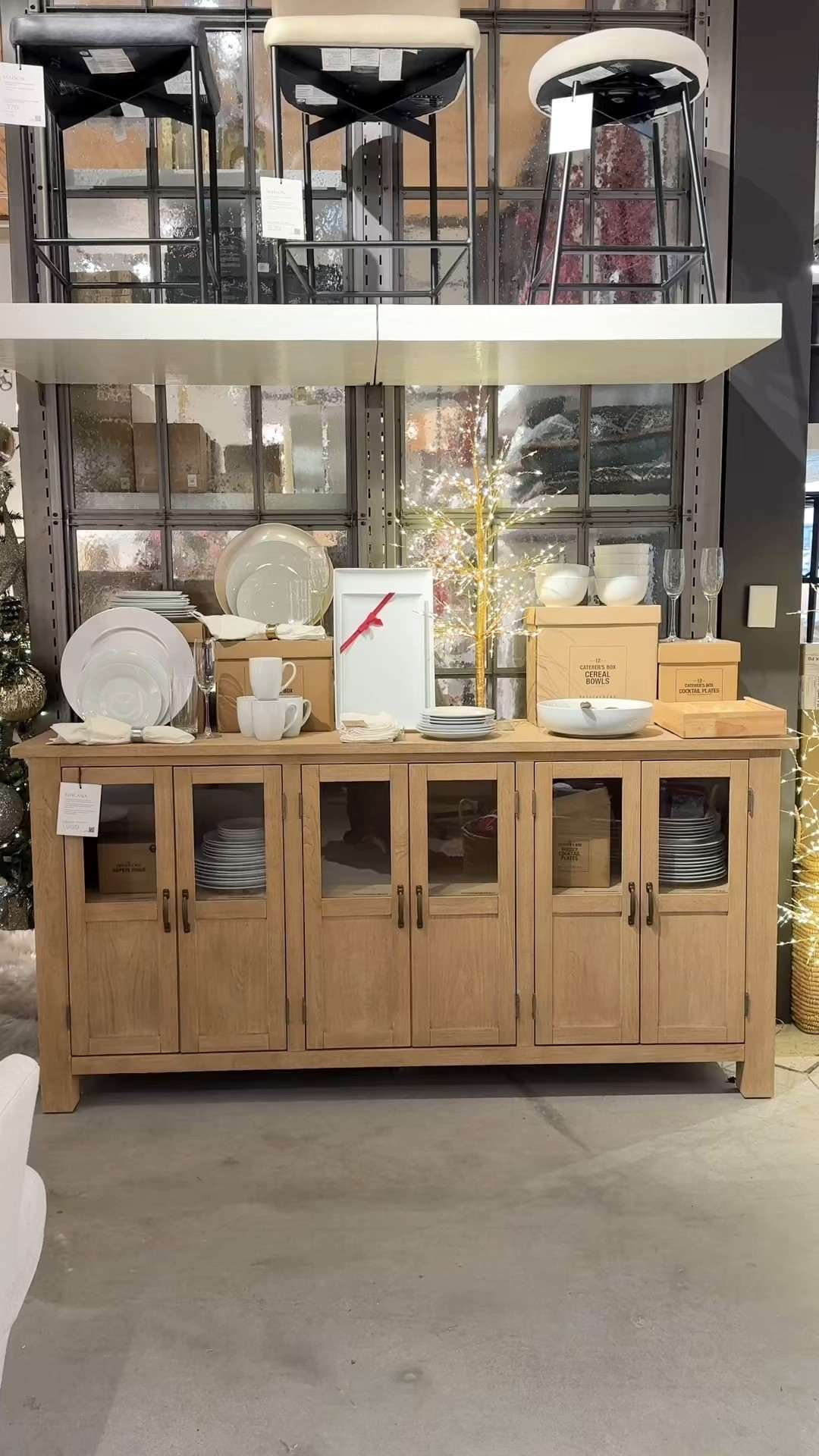 This Toscana Buffet from Pottery Barn is such a solid modern farmhouse piece! 🤎The warm wood finish and glass-front cabinets keep it feeling light, while the generous interior storage lets you tuck away serveware, linens, and everyday essentials without sacrificing style. Shown here in Seadrift and available in multiple finishes, it’s a versatile anchor for a dining room or entry that needs both character and function. A great time to grab it while it’s on sale! 🤗 #PotteryBarn #ModernFarmhouse #Sideboard 

#LTKHoliday #LTKSaleAlert #LTKHome