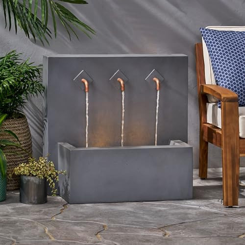 26" High Cody Outdoor Fountain, Hand Crafted Weather Resistant Wall Base Fountain, Light Gray | Amazon (US)