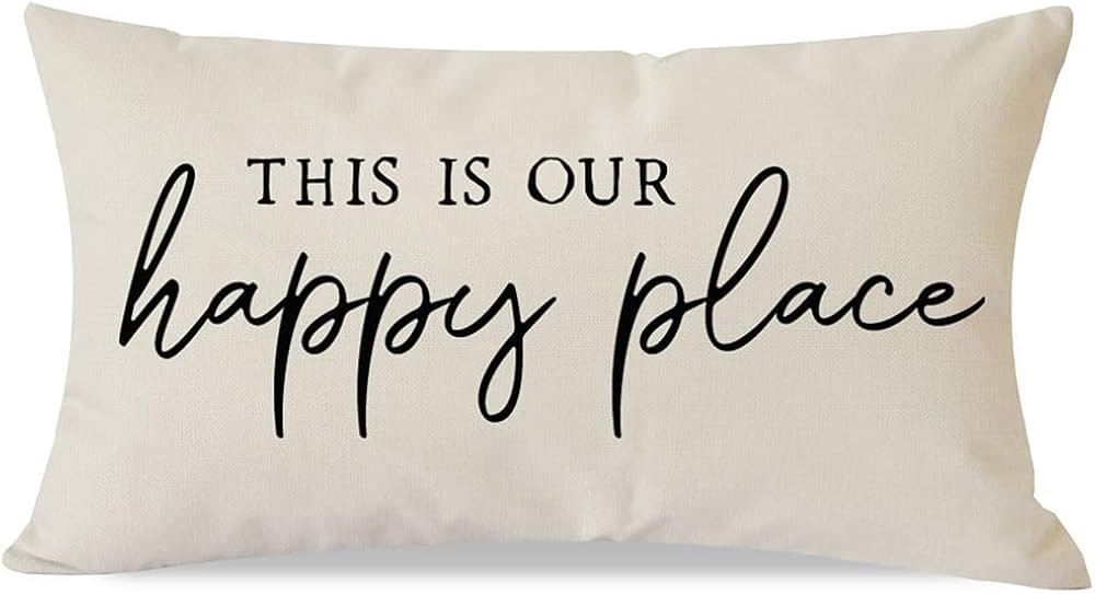 This is Our Happy Place Pillow Covers 12x20 Inch Modern Farmhouse Outdoor Decorations Lumbar Deco... | Amazon (US)