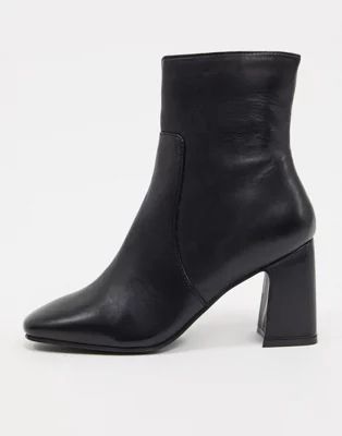 Topshop leather heeled boots in black | ASOS UK