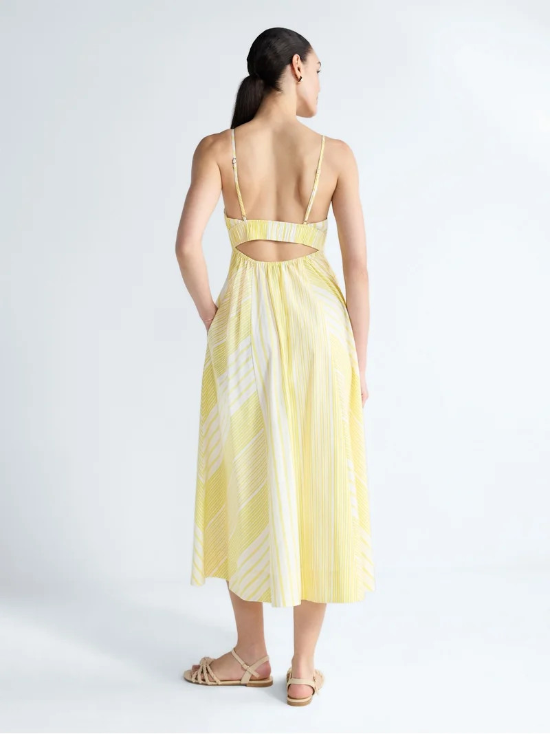Free Assembly Women's and Women's Plus Striped Cotton Maxi Dress, with Cut Out Back, Sizes XS-4X ... | Walmart (US)