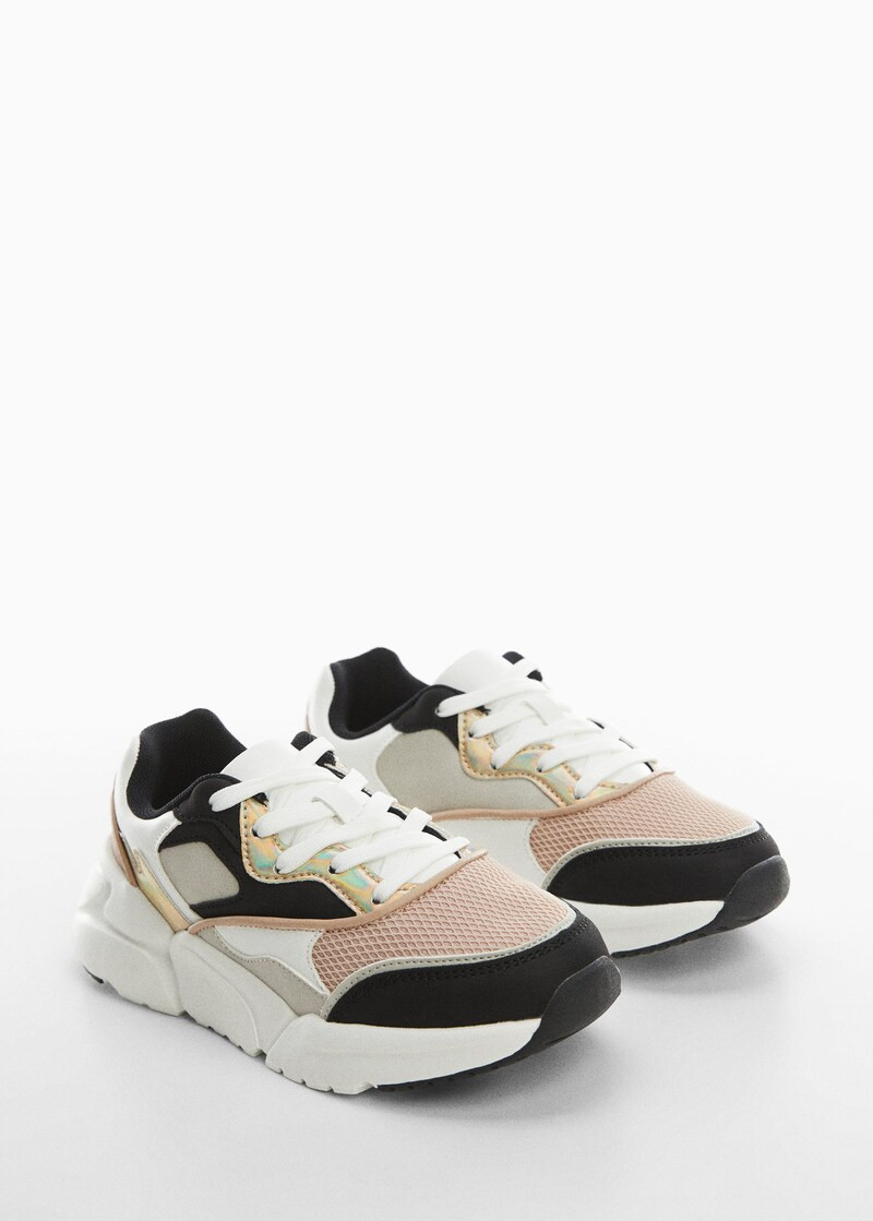 Lace-up mixed sneakers -  Women | Mango USA | MANGO (US)