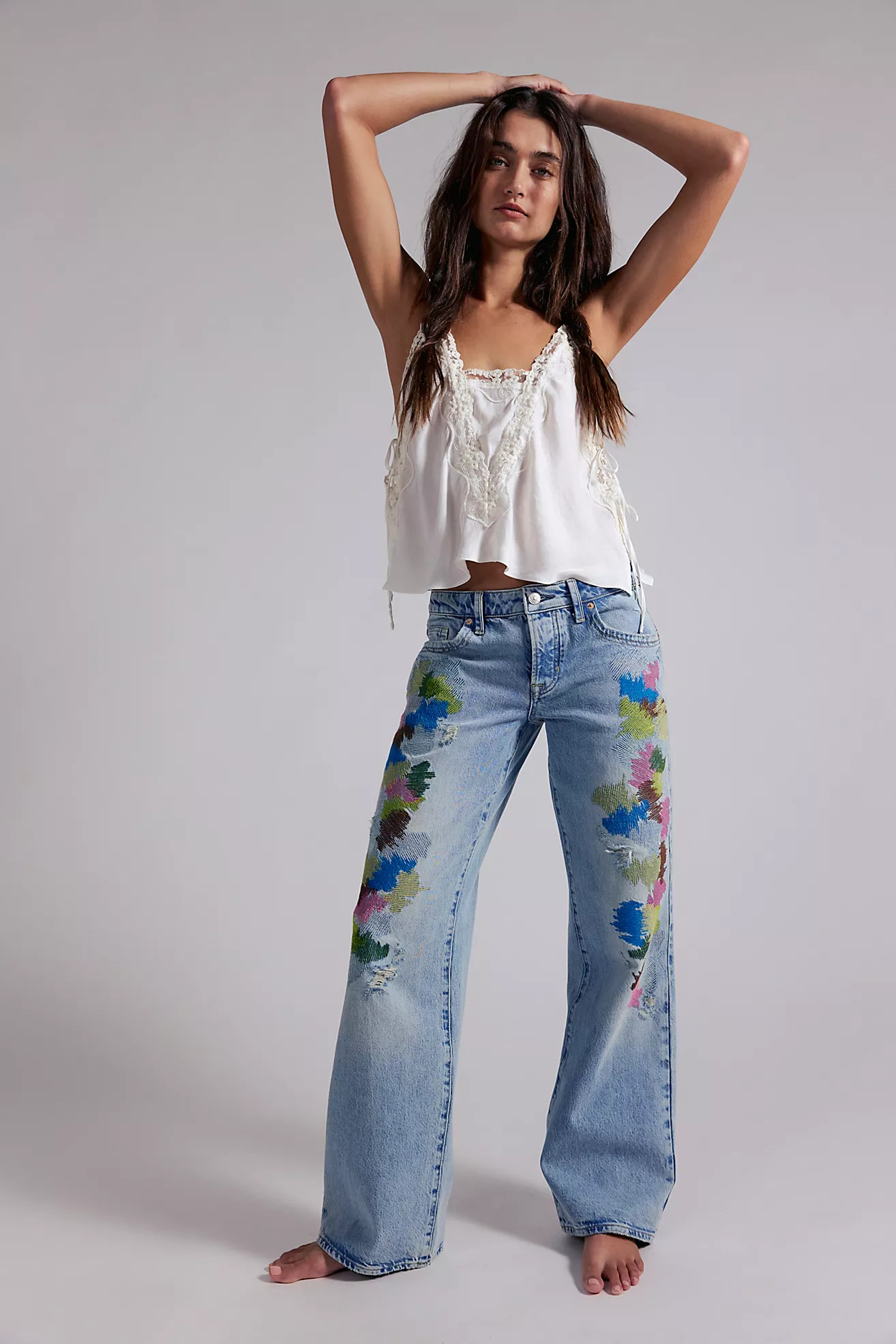 We The Free Tennessee Low-Rise Embroidered Boyfriend Jeans | Free People (Global - UK&FR Excluded)