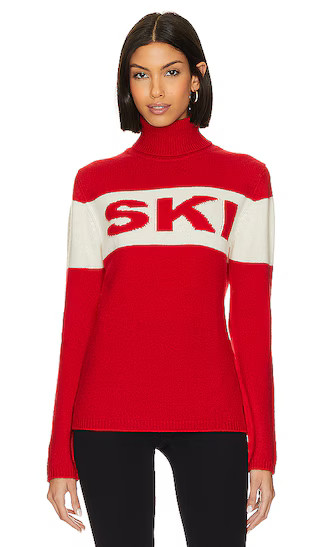 Ski Roll Collar Sweater in Red & Cream | Revolve Clothing (Global)
