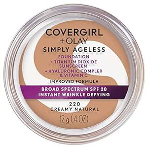 COVERGIRL & Olay Simply Ageless Instant Wrinkle-Defying Foundation, Creamy Natural 0.44 Fl Oz (Pa... | Amazon (US)