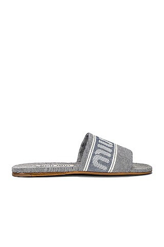 Miu Miu Denim Jacquard Flat Sandals in Bluette | FWRD | FWRD 