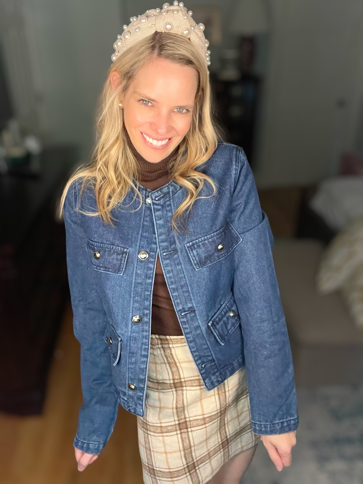 🍂✨ Classic fall style with a preppy twist! I paired a plaid mini skirt with a rich chocolate brown turtleneck and layered on a denim jacket for that timeless mix of casual and chic. The look is finished with tall brown riding boots (mine are an older Frye pair, but I’ve linked similar options at multiple price points!) and a Lele Sadoughi pearl headband for a feminine touch.

This outfit is perfect for fall weekends, pumpkin patch trips, or casual nights out. The plaid and pearls keep it polished, while the denim jacket and boots give it that cozy, effortless vibe.

📌 Shop the Look:
	•	Jean Jacket – budget-friendly Amazon find ✔️
	•	Chocolate Brown Turtleneck – Amazon staple ✔️
	•	Tall Riding Boots – linked Frye, Amazon, & Tuckernuck options 👢
	•	Pearl Headband – Lele Sadoughi classic 🎀

✨ Style Notes:
	•	The plaid skirt keeps it seasonal & preppy 🍁
	•	Layering with a jean jacket gives structure & balance
	•	Riding boots elevate the outfit with equestrian-inspired style 🐎
	•	The pearl headband adds a luxe statement without overpowering

This fall-ready look blends classic preppy pieces with cozy layers—a go-to formula for effortless chic.

👉 Tap to shop my exact finds + similar boots in all price ranges!


#LTKFindsUnder100 #LTKOver40 #LTKFindsUnder50

#LTKFindsUnder100 #LTKFindsUnder50 #LTKWorkwear