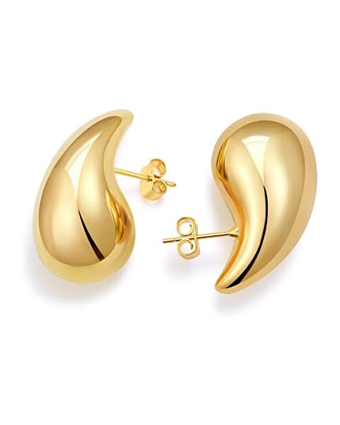 Apsvo Chunky Gold Hoop Earrings for Women, Lightweight Waterdrop Hollow Open Hoops, Hypoallergeni... | Amazon (US)