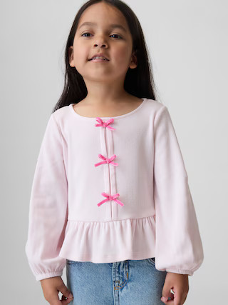Baby & Toddler Bow-Front Rib Peplum Top | Gap (US)