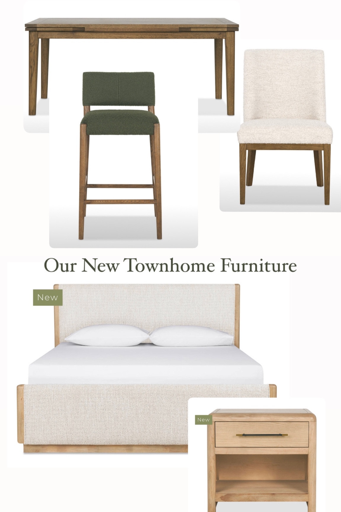 Our beautiful new furniture from urban barn. Bed set, kitchen table, dining chairs and bar stools  

#LTKcanada