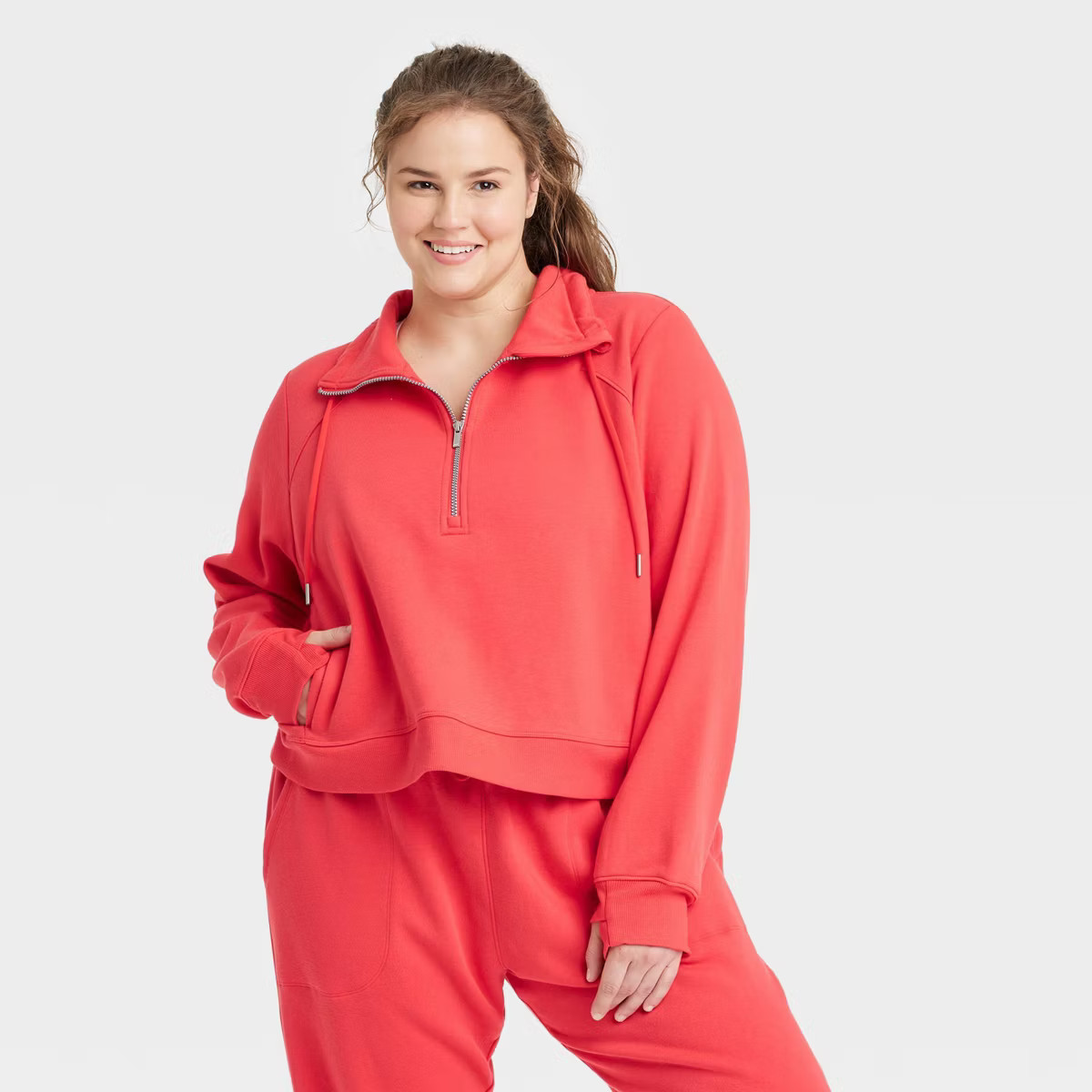 Women's Half Zip Fleece Pull Over - All in Motion™ Red 2X | Target