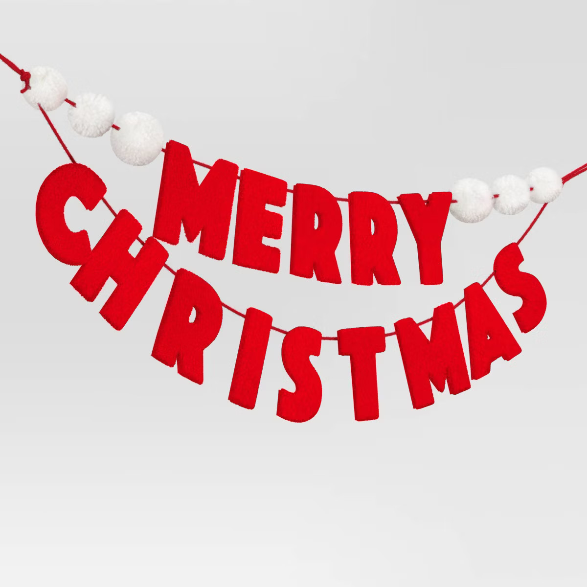 3' Fabric 'Merry Christmas' with Pom Poms Decorative Wall Garland Red - Wondershop™ | Target