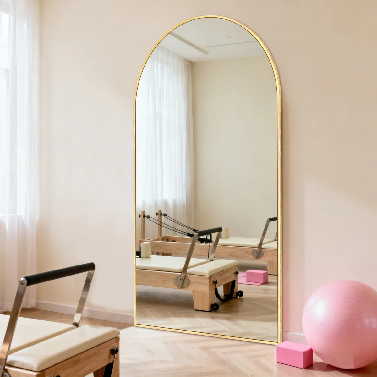 Arched Metal Oversized Full Length Mirror Wall Mirror Hanging Or Leaning With Stand | Wayfair North America