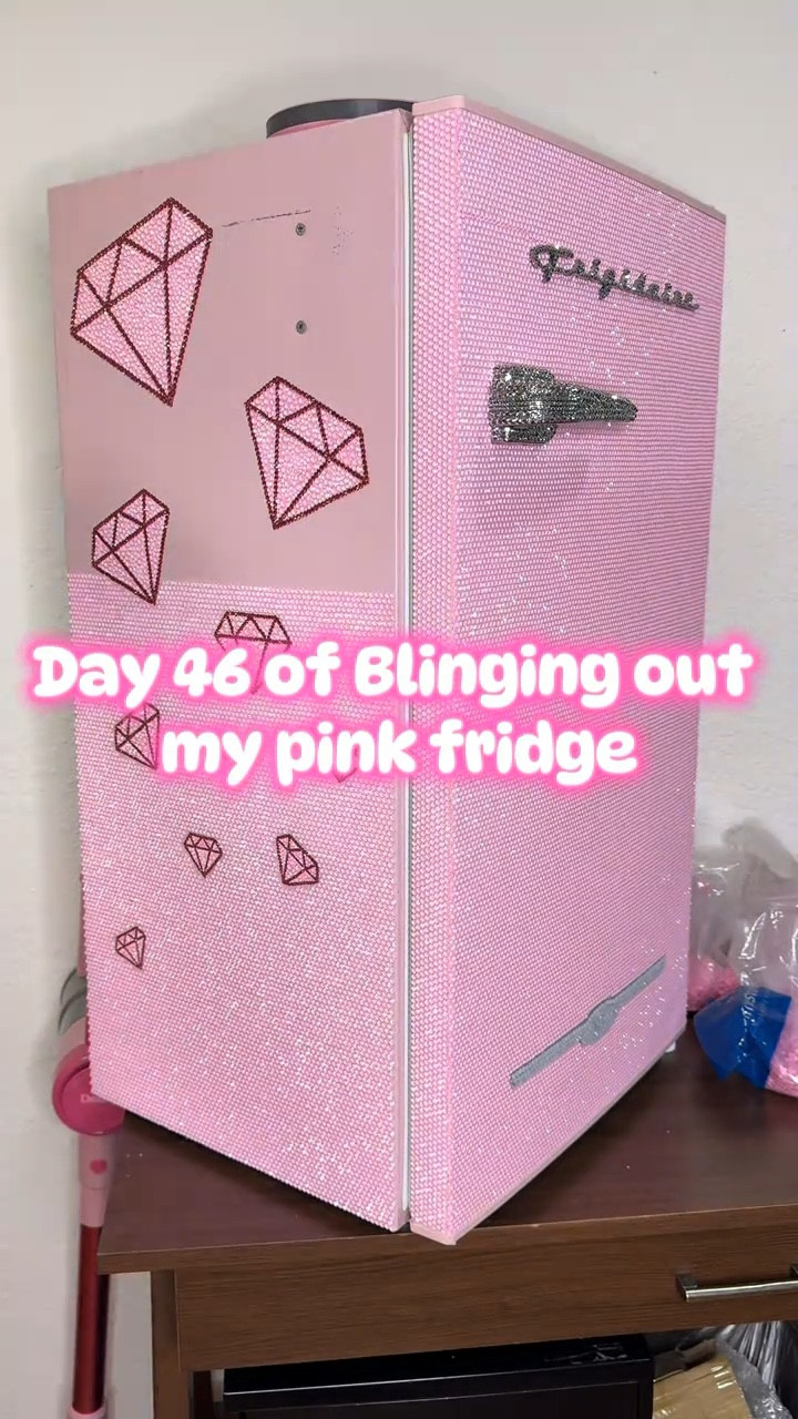 Day 46 of Blinging out my pink fridge 