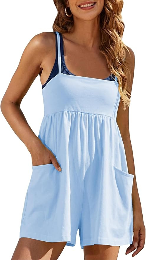Womens Summer Strappy Romper - Adjustable Strap Hot Shot Overalls with Pockets for Casual Beach V... | Amazon (US)
