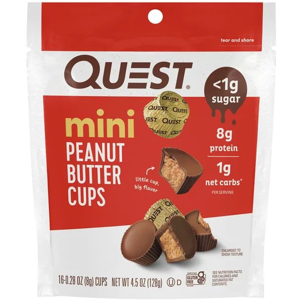 Quest Mini Peanut Butter Cups, Low Carb, High Protein, 16 Count - Walmart.com | Walmart (US)