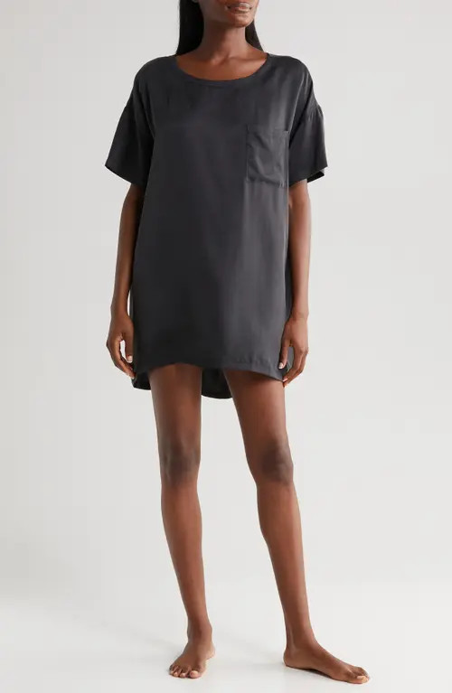 Lunya Oversize Silk Sleepshirt in Immersed Black at Nordstrom, Size Small | Nordstrom