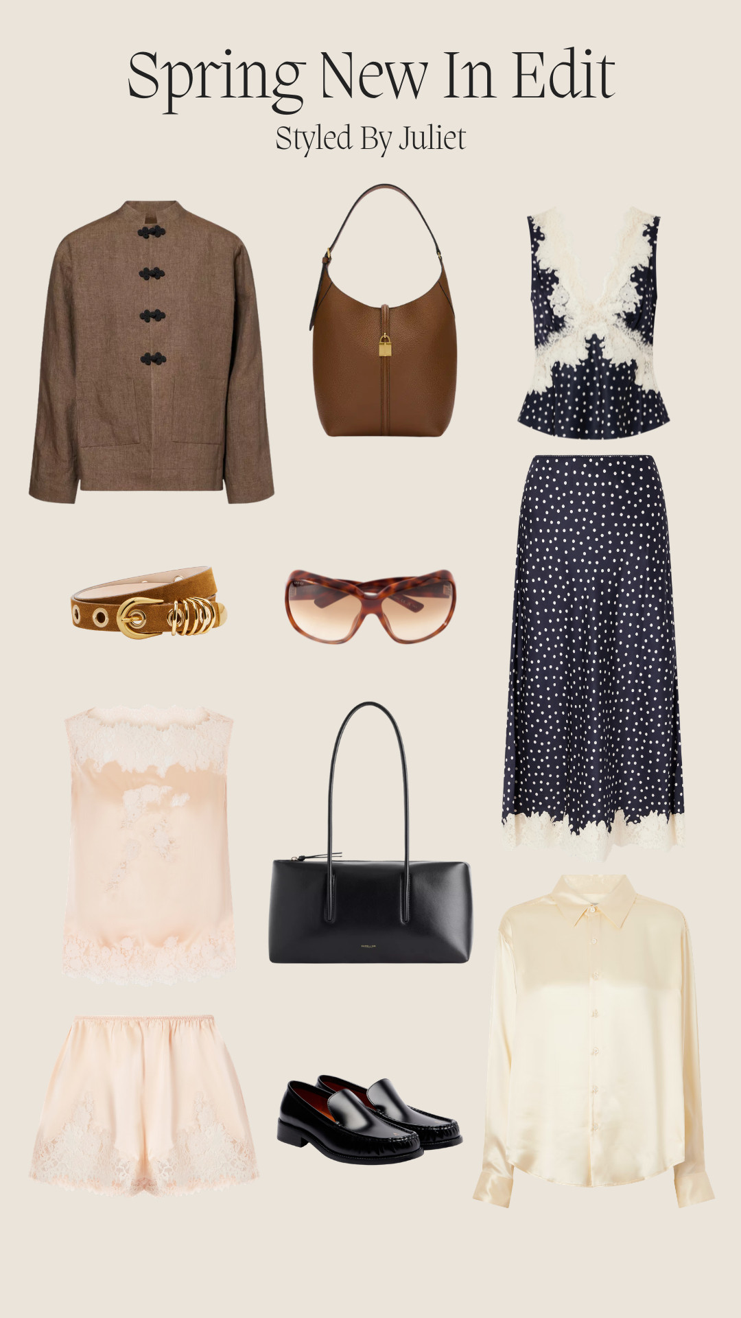 Spring New In Edit 
Mytheresa, Polka Dot, Spring Styling, Print Outfit Inspo, Spring Prints, Demellier, Loafers, Silk Shirts, Lace Co-ord 

 #LTKgrwm #LTKootd #LTKSeasonal