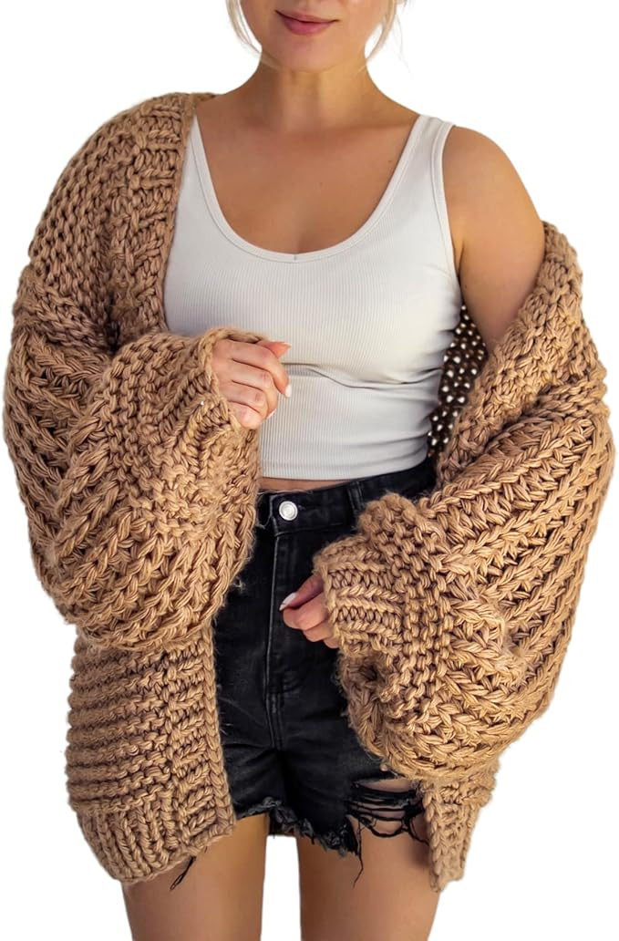 ShopPau Chunky Bell Sleeved Knit Cardigan Sweater | Amazon (US)