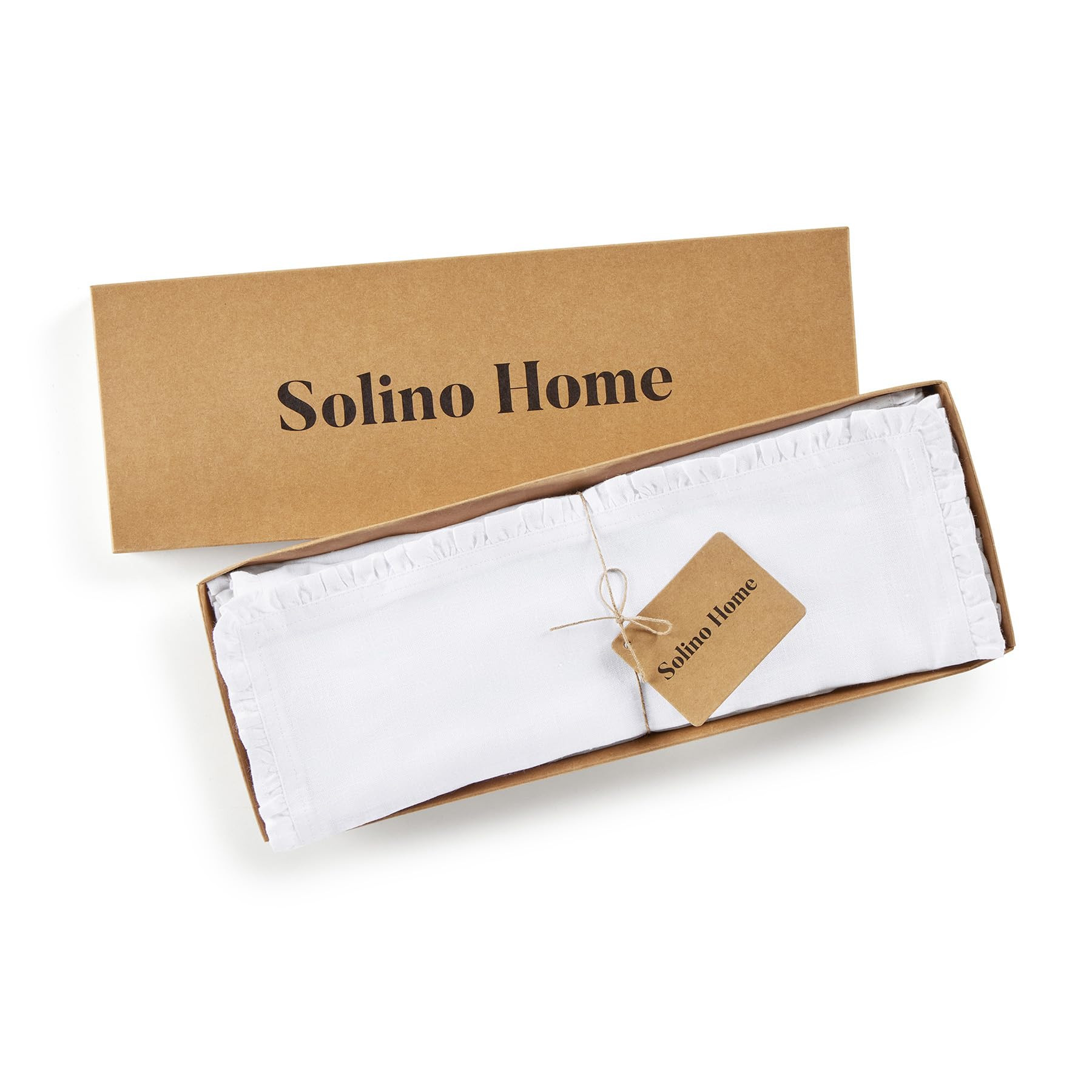 Solino Home White Linen Placemats 14 x 19 Inch - 100% Pure Linen Juliette Ruffle Placemats Set of... | Amazon (US)