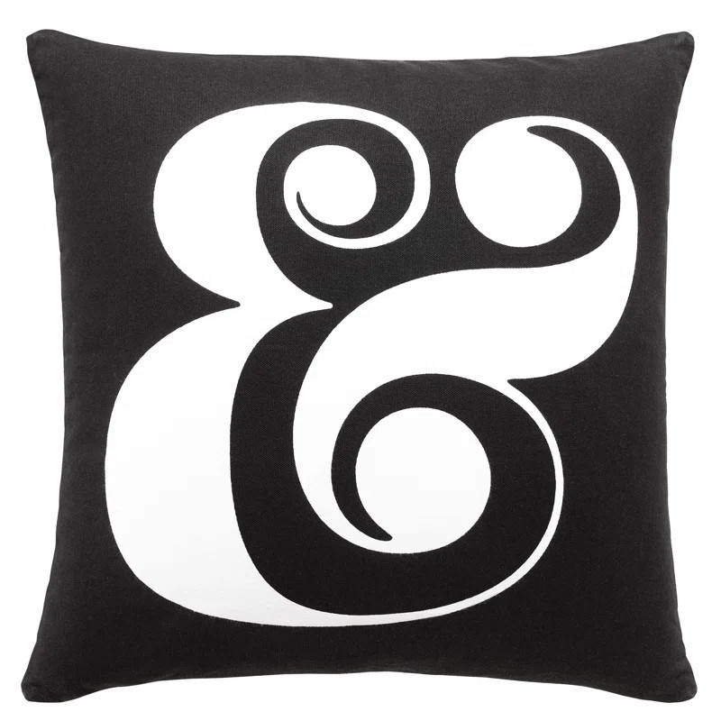 Ampersand Black Cotton Throw Pillow | Wayfair North America