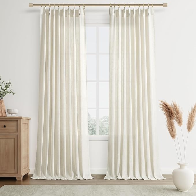 Joywell Linen Pinch Pleated Light Filtering Curtains 120 Inches Extra Long,Back Tab Drapes with H... | Amazon (US)