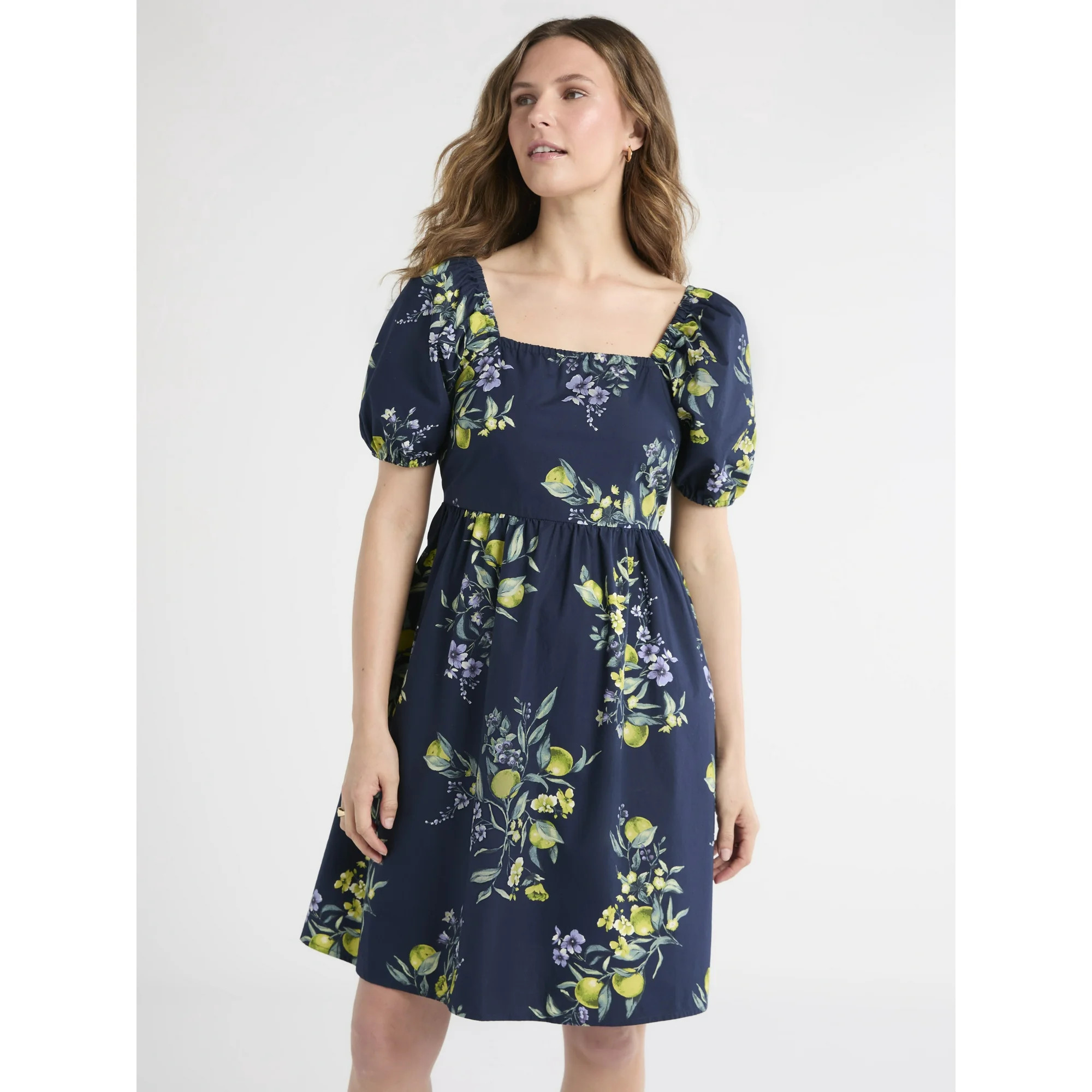 Time and Tru Women's Puff Sleeve Mini Dress, Sizes XS-XXXL | Walmart (US)