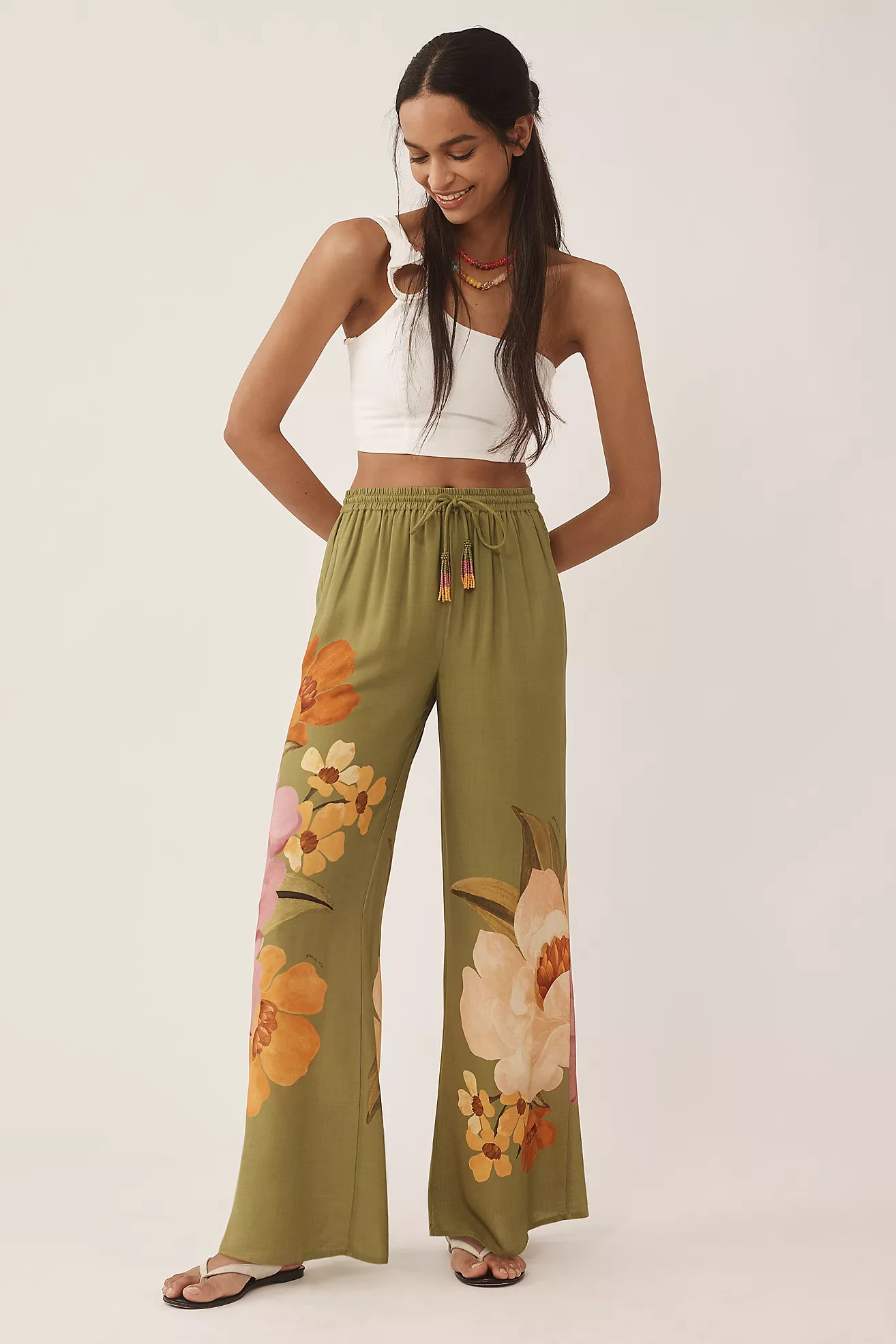 Farm Rio x Anthropologie Placed Floral Pull-On Pants | Anthropologie (US)