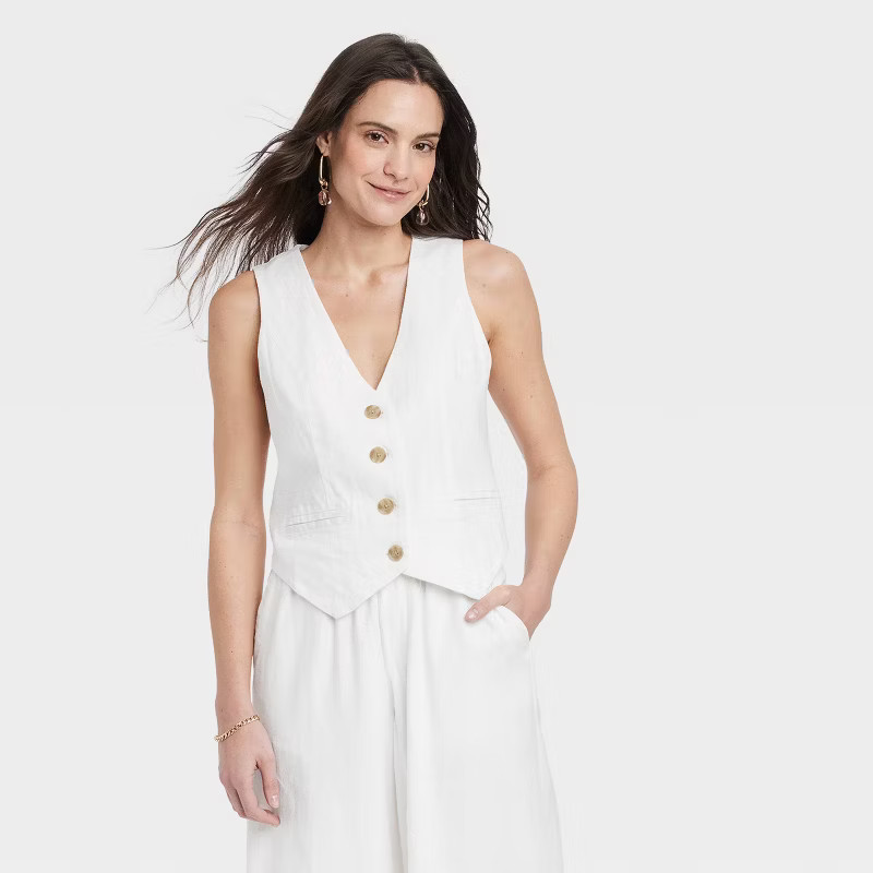 Women's Linen Vest - A New Day™ | Target