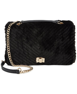I.N.C. International Concepts Small Ajae Flap Chevron Faux Fur Shoulder Bag, Created for Macy's  ... | Macy's