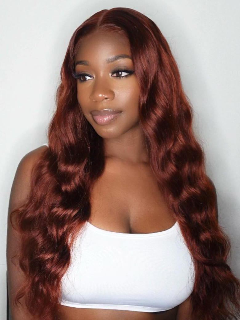 UNice Put On And Go 7x5 Pre-Cut Lace Reddish Brown Body Wave Air Wig No Baby Hair | UNice