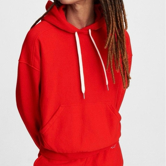 RAG & BONE Battle Red City Terry Organic Cotton Hoodie Sweatshirt Size S | Poshmark