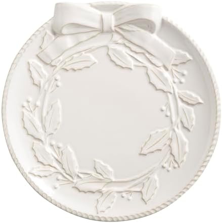 Mud Pie Christmas White Wreath Platter Set | Amazon (US)