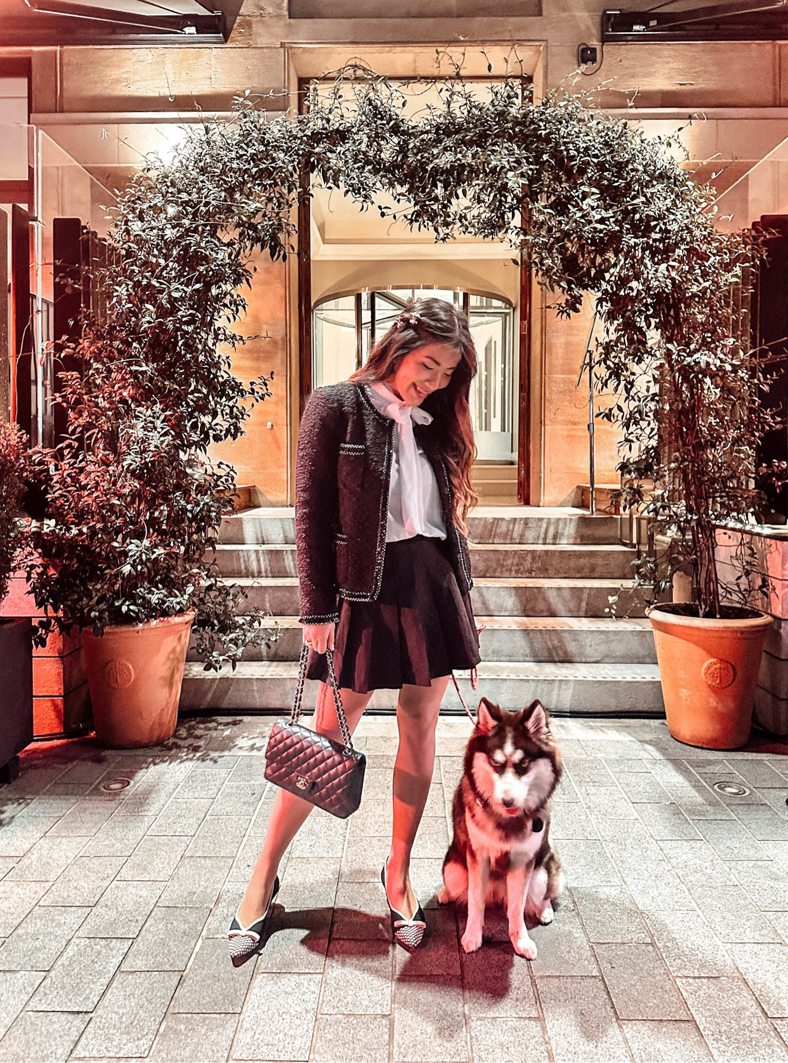 🔍 Chanel bag, black outfit, black jacket, tweed jacket, monochrome, date night, pleated skirt, kitten heels, white blouse

#LTKeurope #LTKSpringSale #LTKSeasonal