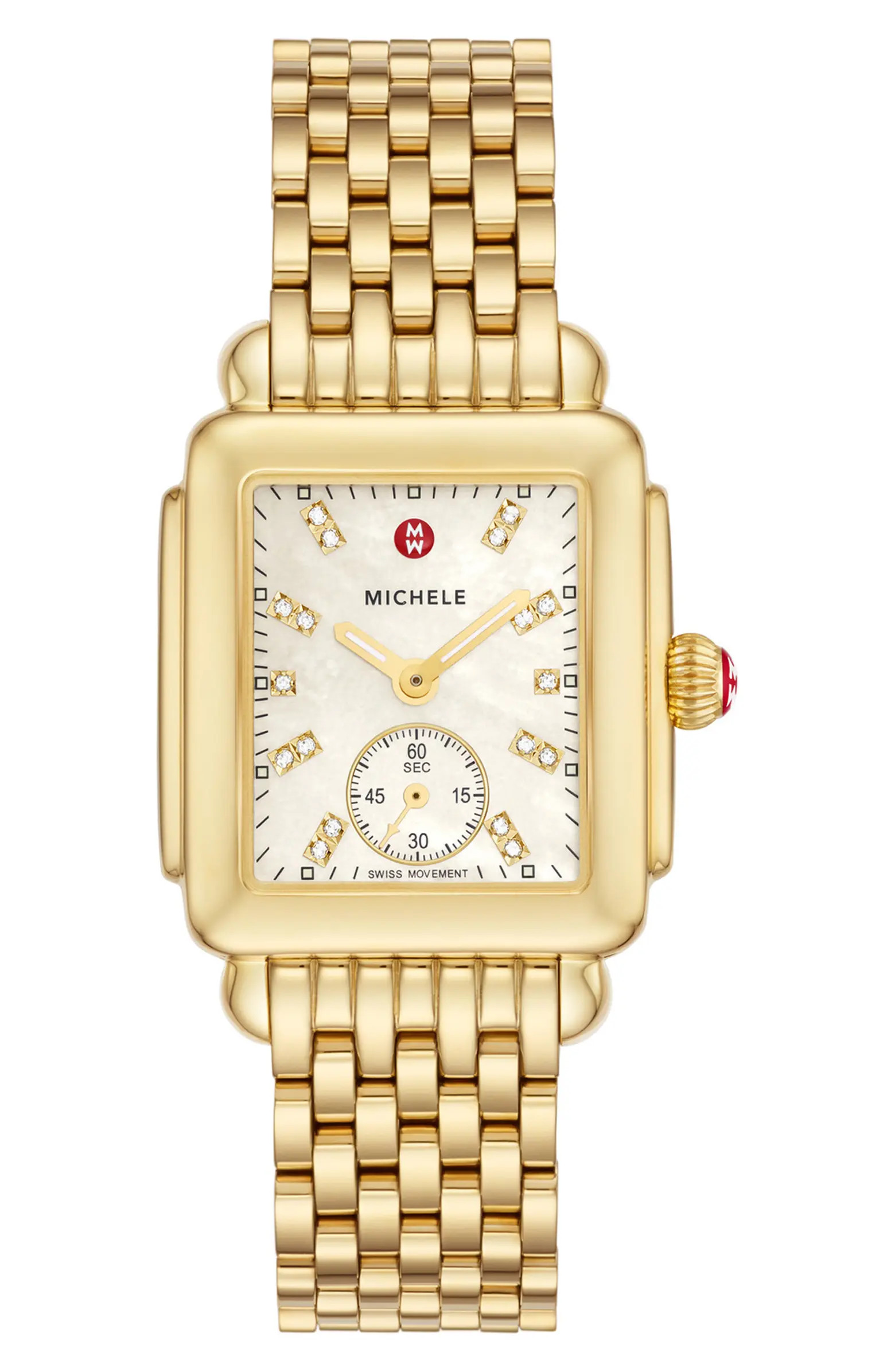 MICHELE Deco Mid Diamond Dial Watch Head & Bracelet, 29mm | Nordstrom | Nordstrom