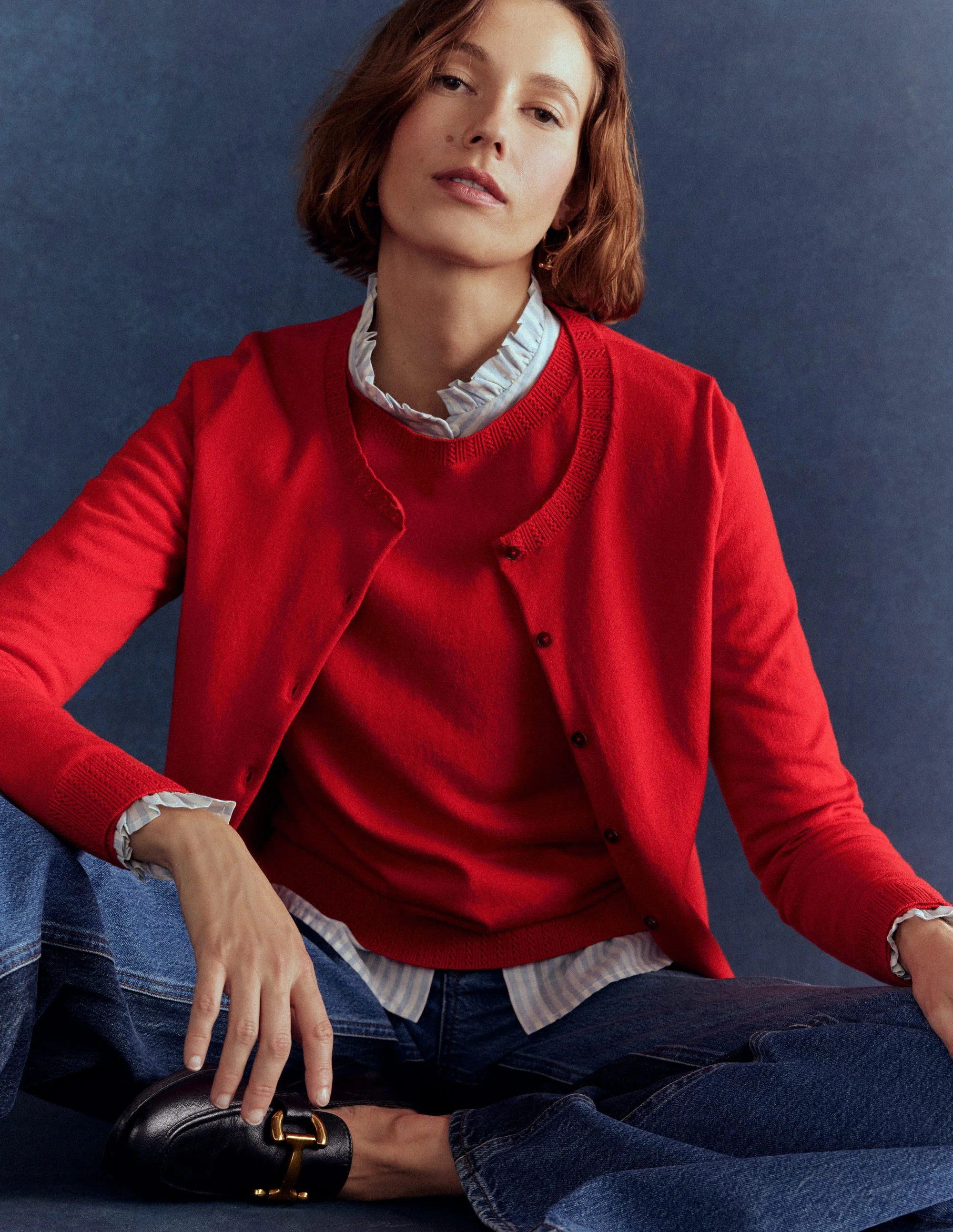 Emilia Cotton Crew Sweater-Poppy Red | Boden (US)