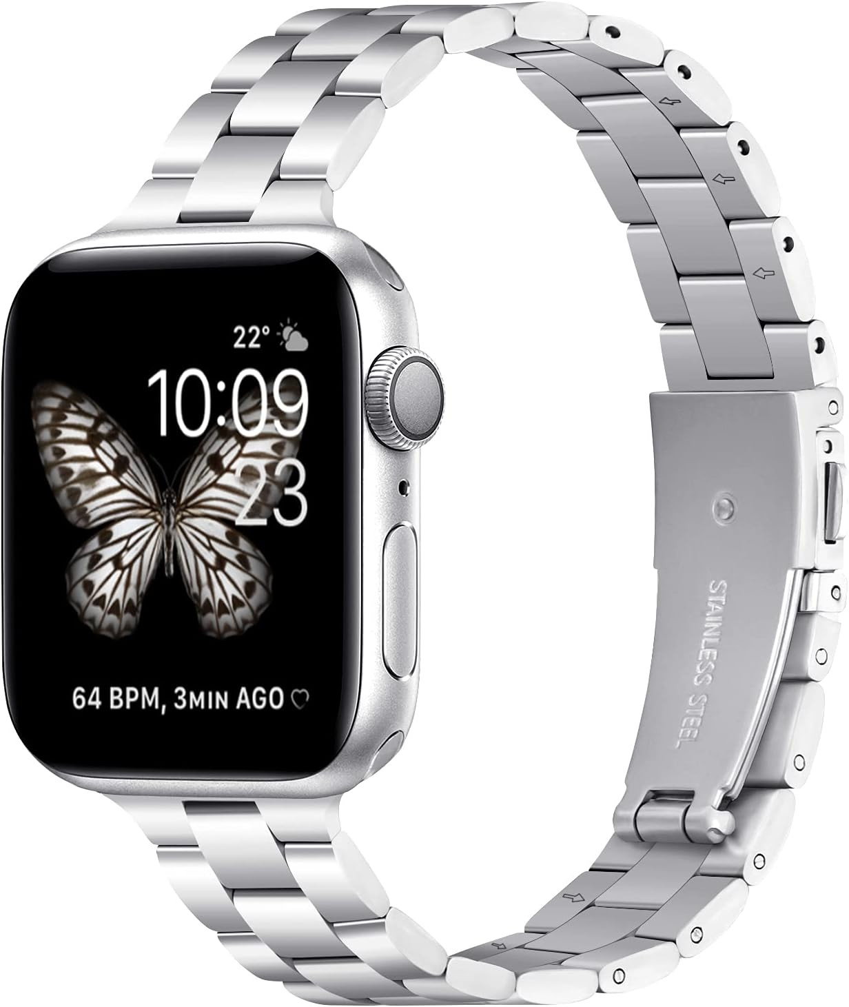 Bestig Thin Metal Band Compatible with Apple Watch Bands Bands 38mm 40mm 41mm, Slim Stainless Ste... | Amazon (US)