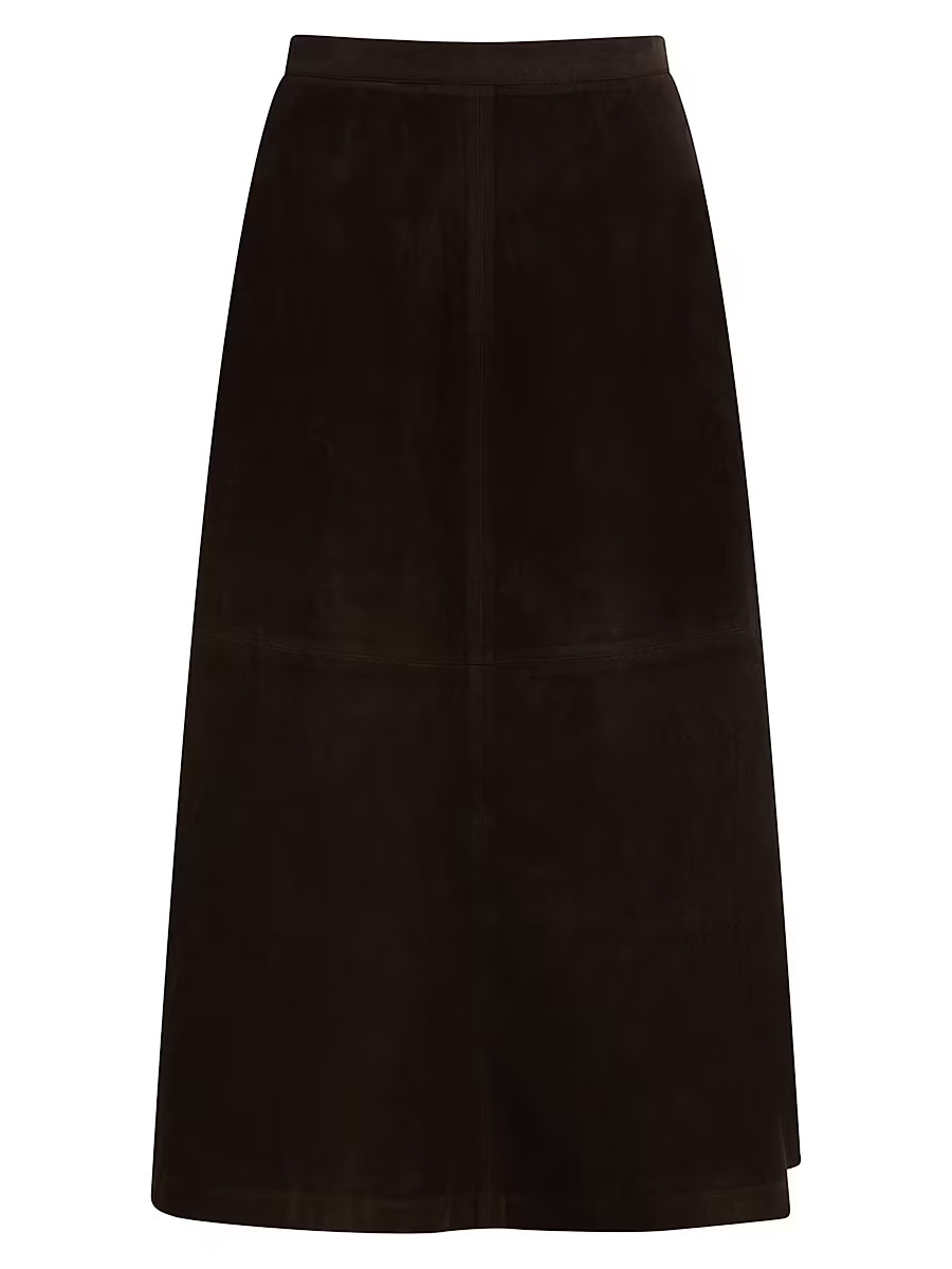 Women's The Tavi Vegan Suede Midi-Skirt - Dark Chocolate - Size 0 | Saks Fifth Avenue
