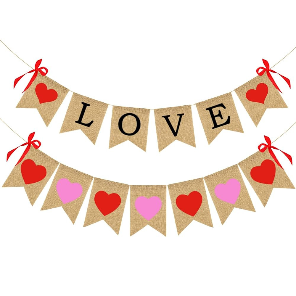 Valentines Day Decorations, Burlap Love Banner Valentine's Day Banner for Wedding Anniversary Eng... | Amazon (CA)