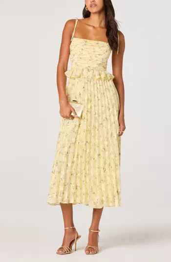 Emerys Metallic Floral Pleated Midi Dress | Nordstrom