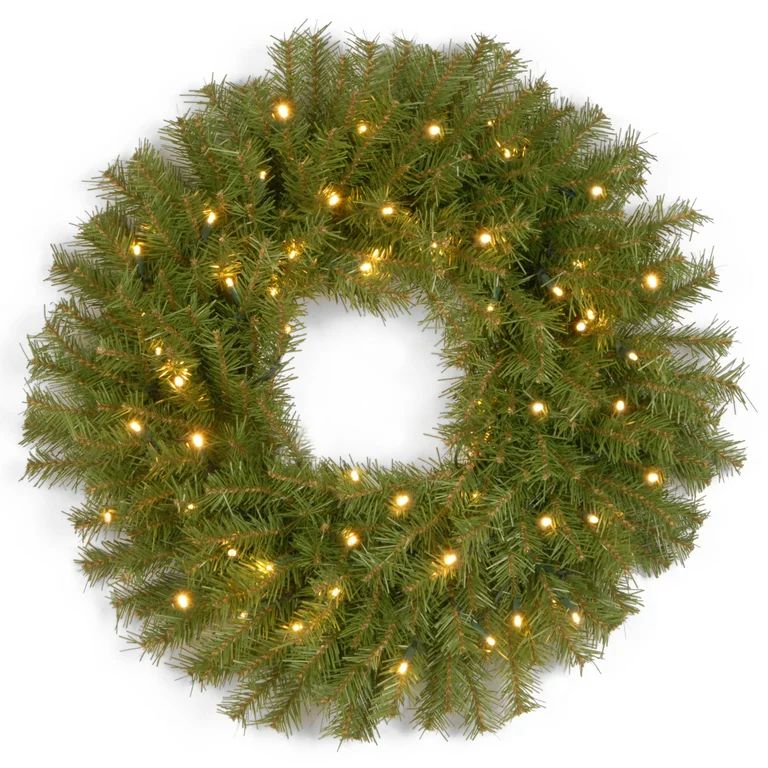 National Tree Company Pre-Lit Artificial Christmas Wreath, Green, Norwood Fir, White Lights, Chri... | Walmart (US)