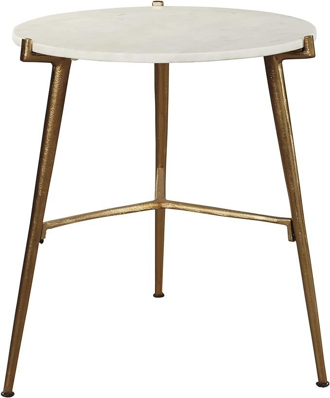 Signature Design by Ashley ChadtonModern Glam Faux Marble Accent Table, 21", Gold and White | Amazon (US)