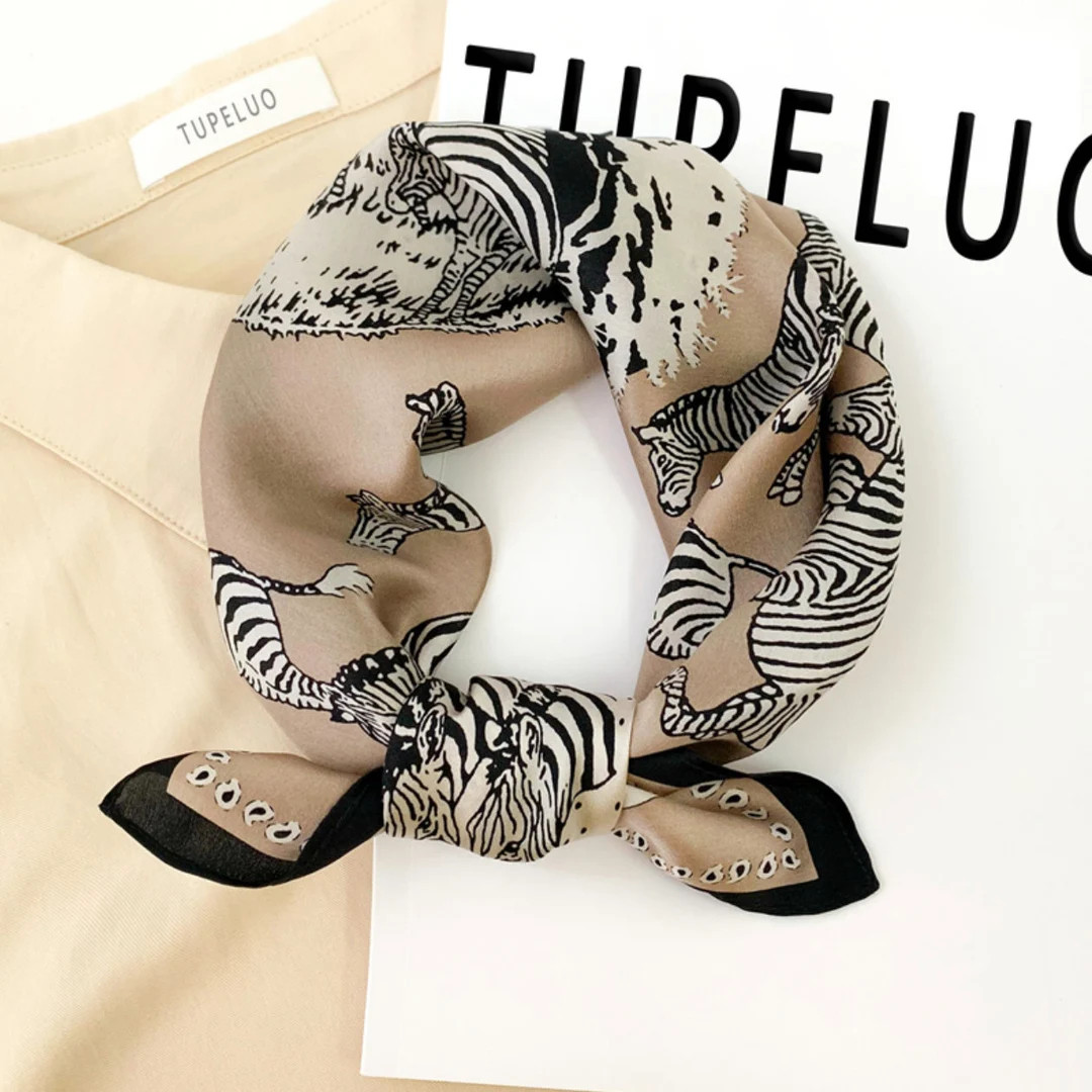 Pure Silk 100% Zebra Print Scarf Classy Bandana - Etsy | Etsy (US)