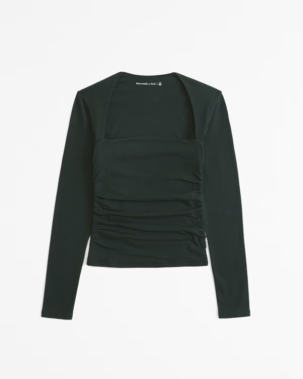 The A&F Ava Long-Sleeve Mesh Top | Abercrombie & Fitch (US)