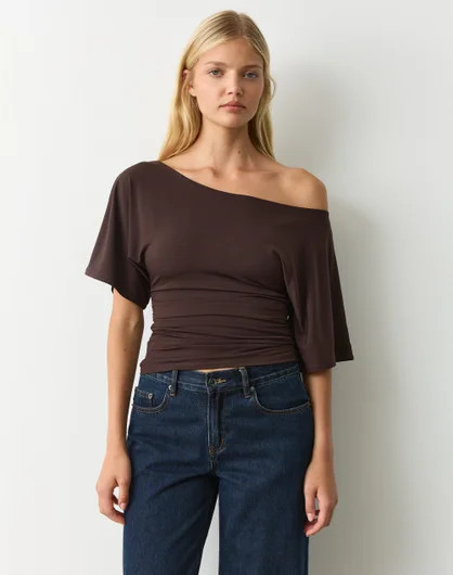 Ruched Slash Neck Top | Glassons (Australia)