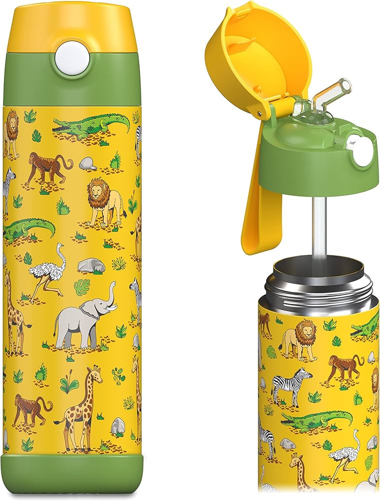 kids water bottle with straw - CHARLI - insulated stainless steel water bottle - thermos - girls/... | Amazon (US)
