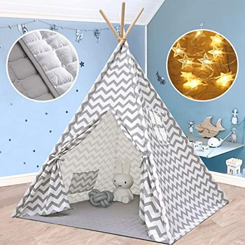 Tiny Land Kids Teepee Play Tent Plus Soft Mat and String Lights- Teepee Tent for Kids- Kids Play ... | Amazon (US)