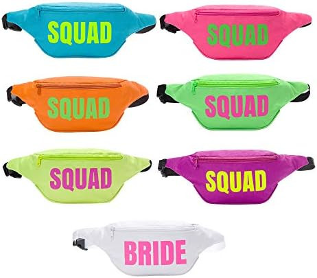 Amazon.com: Bachelorette 80s Fanny Pack Set | 7 Pack | 1 Bride Fanny Pack and 6 Squad Fanny Packs... | Amazon (US)