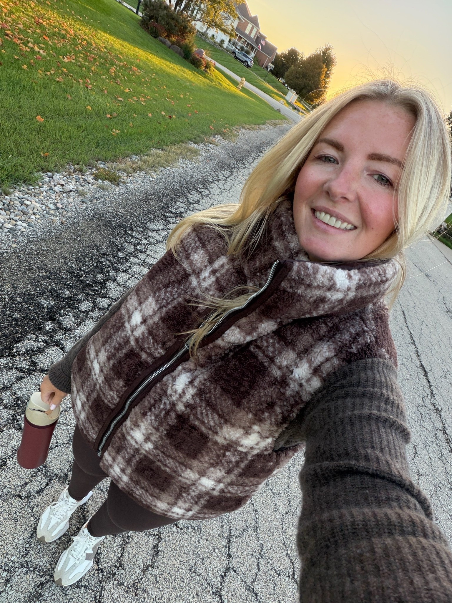@abercrombie in app exclusive sale use code AFLTK for 20% off !! 🍂  The cutest plaid fleece vest for fall! 🤎🍂 So cozy, warm & perfect for layering over your favorite sweaters or workout clothes!